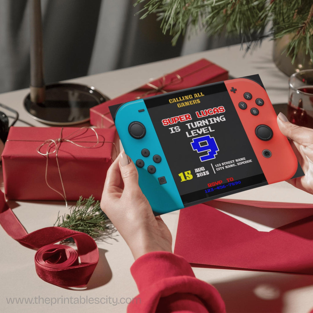Switch Editable Invitation for Video Game Birthday