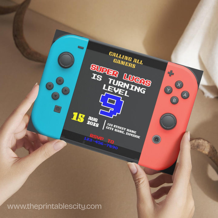 Switch Editable Invitation for Video Game Birthday