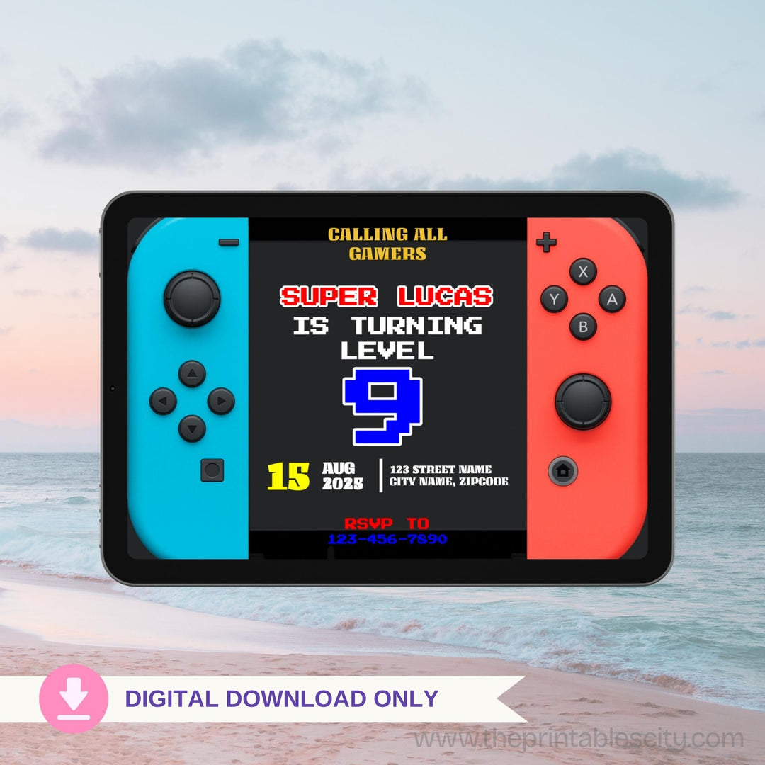Switch Editable Invitation for Video Game Birthday