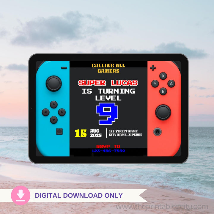 Switch Editable Invitation for Video Game Birthday