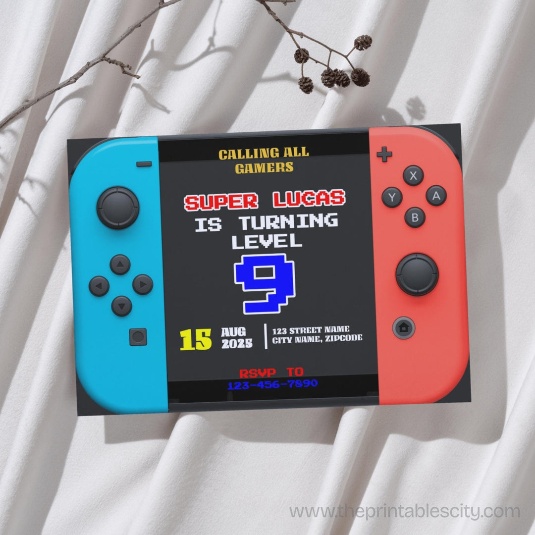 Switch Editable Invitation for Video Game Birthday