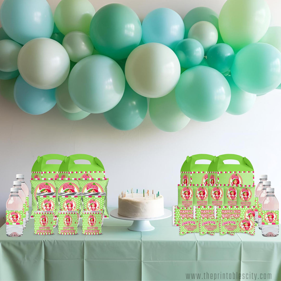 Editable Strawberry Shortcake Party Favor Bundle
