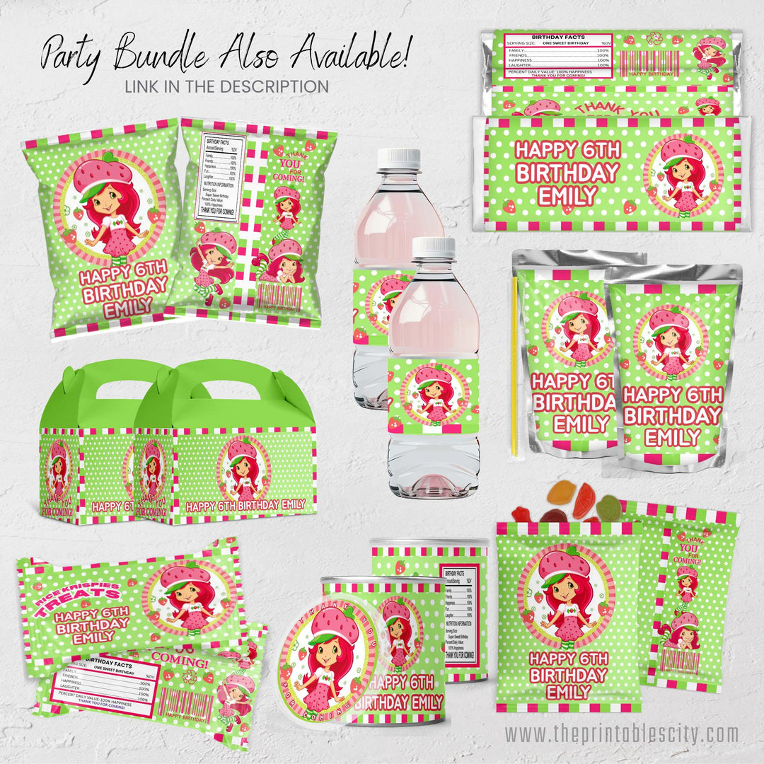 Editable Strawberry Shortcake Chocolate Bar Wrapper