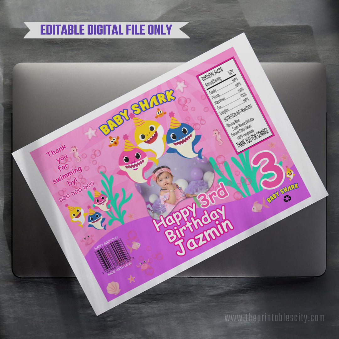 Editable Baby Shark Chip Bag Wrapper