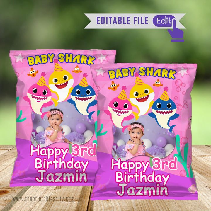 Editable Baby Shark Chip Bag Wrapper