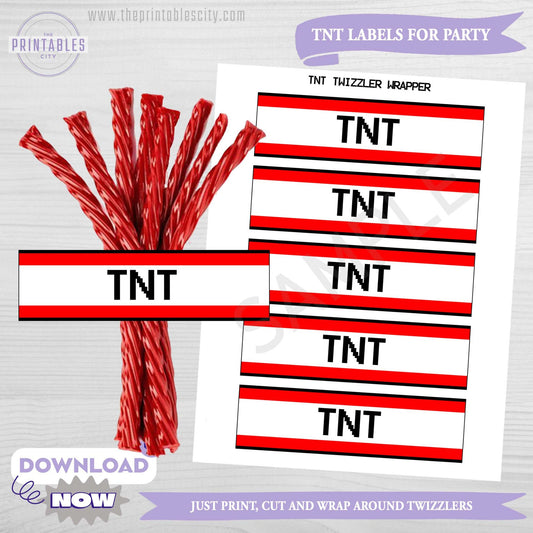 TNT Twizzler Labels for Video Game Party Favor