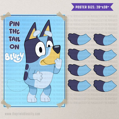 Pin The Tail on Bluey Printable Game Blue