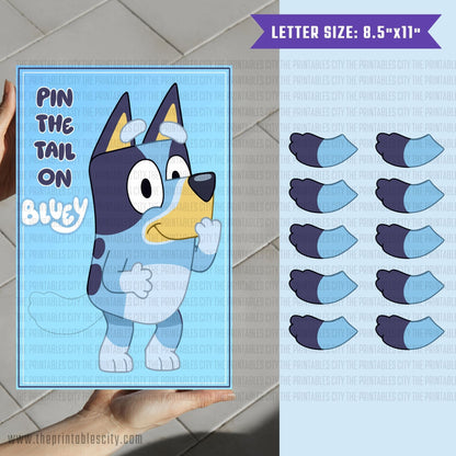 Pin The Tail on Bluey Printable Game Blue