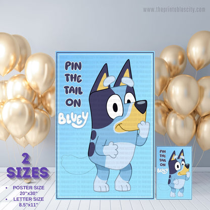 Pin The Tail on Bluey Printable Game Blue