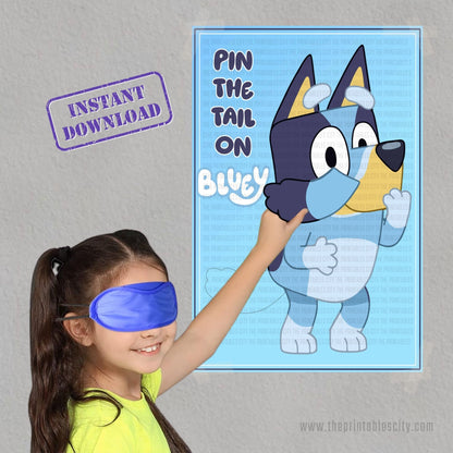 Pin The Tail on Bluey Printable Game Blue