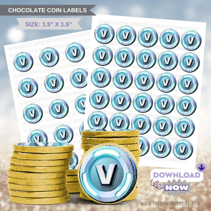 Vbucks Chocolate Coin Labels Party Favor