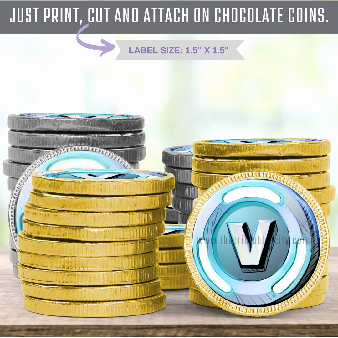 Vbucks Chocolate Coin Labels Party Favor