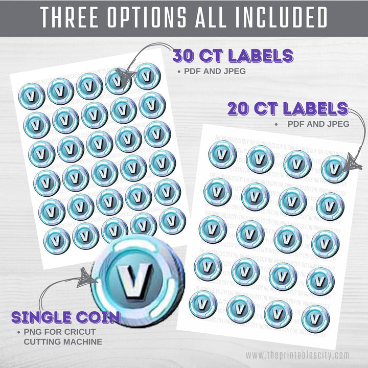 Vbucks Chocolate Coin Labels Party Favor
