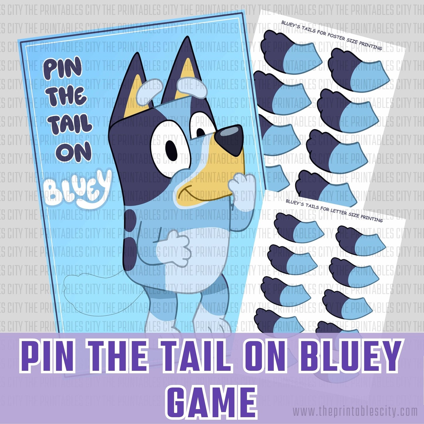 Pin The Tail on Bluey Printable Game Blue