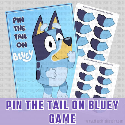 Pin The Tail on Bluey Printable Game Blue