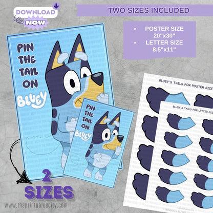 Pin The Tail on Bluey Printable Game Blue