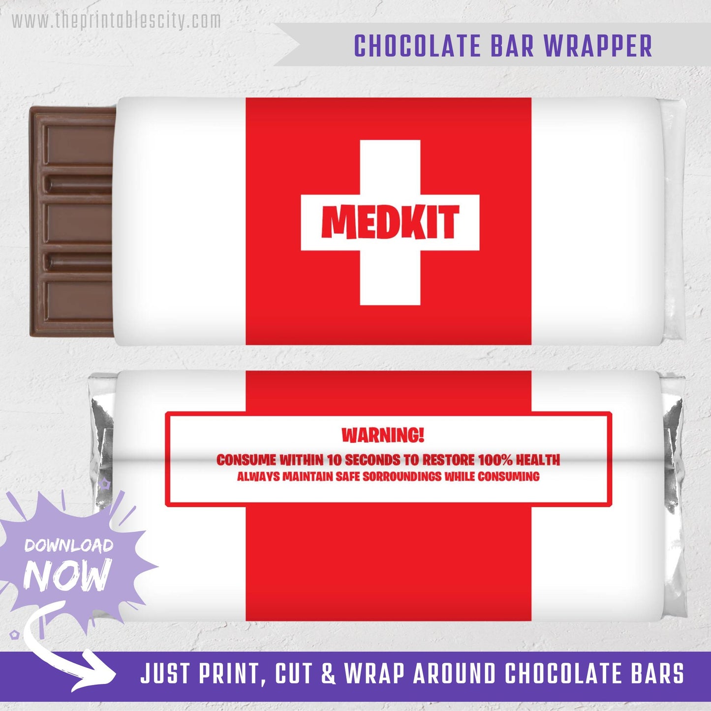 Medkit Chocolate Wrapper for Fornite party Favor