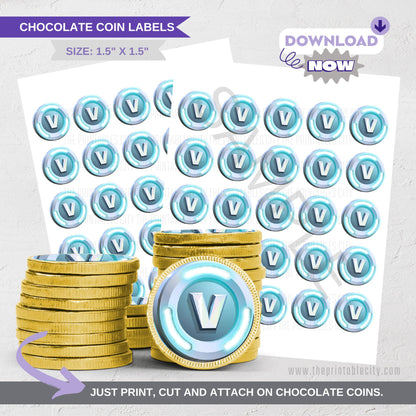 Vbucks Fortnite Chocolate Coin Labels