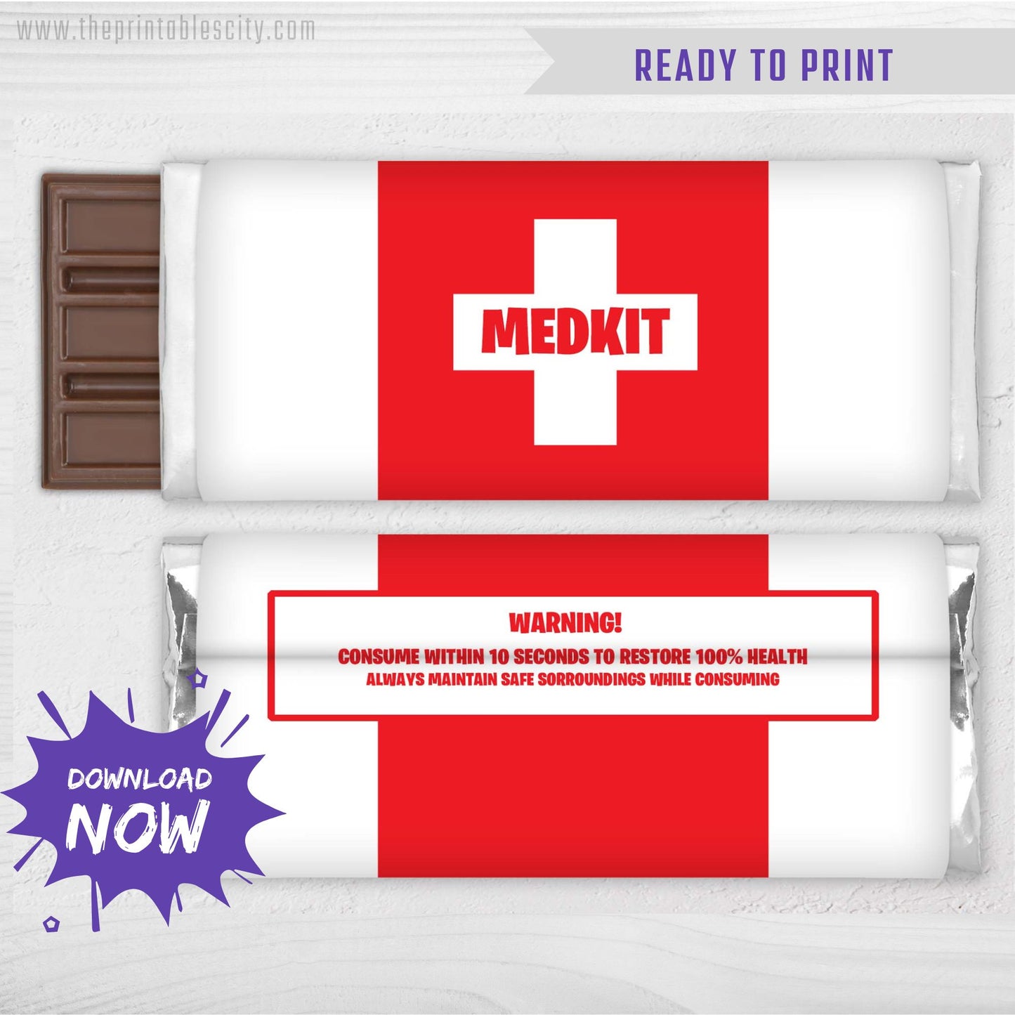 Medkit Chocolate Wrapper for Fornite party Favor