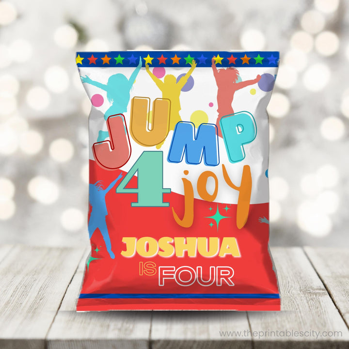 Editable Jump 4 Joy Chip Bag Party Favor Template