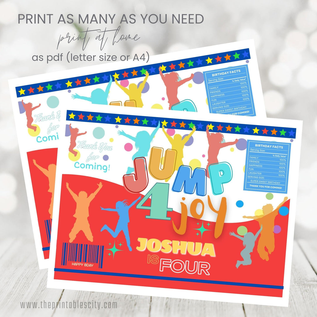 Editable Jump 4 Joy Chip Bag Party Favor Template