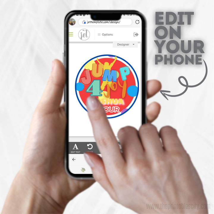 Jump 4 Joy Editable Cupcake Topper