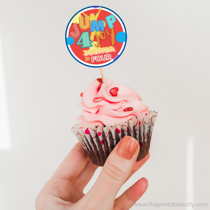 Jump 4 Joy Editable Cupcake Topper