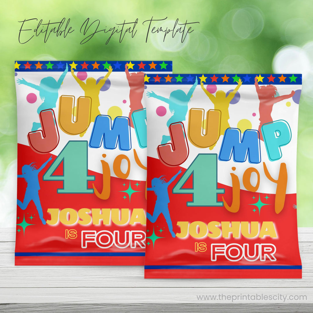 Jump 4 Joy Editable Fruit Snacks Wrapper for Kids Birthday