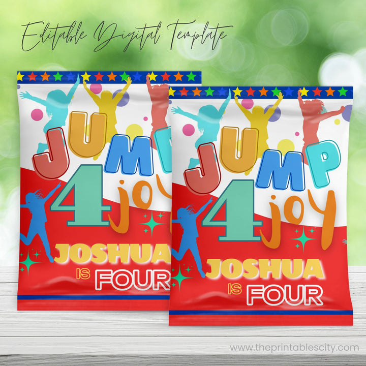 Jump 4 Joy Editable Fruit Snacks Wrapper for Kids Birthday