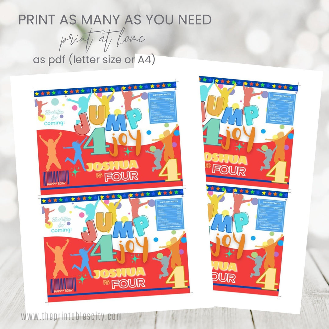 Jump 4 Joy Editable Fruit Snacks Wrapper for Kids Birthday
