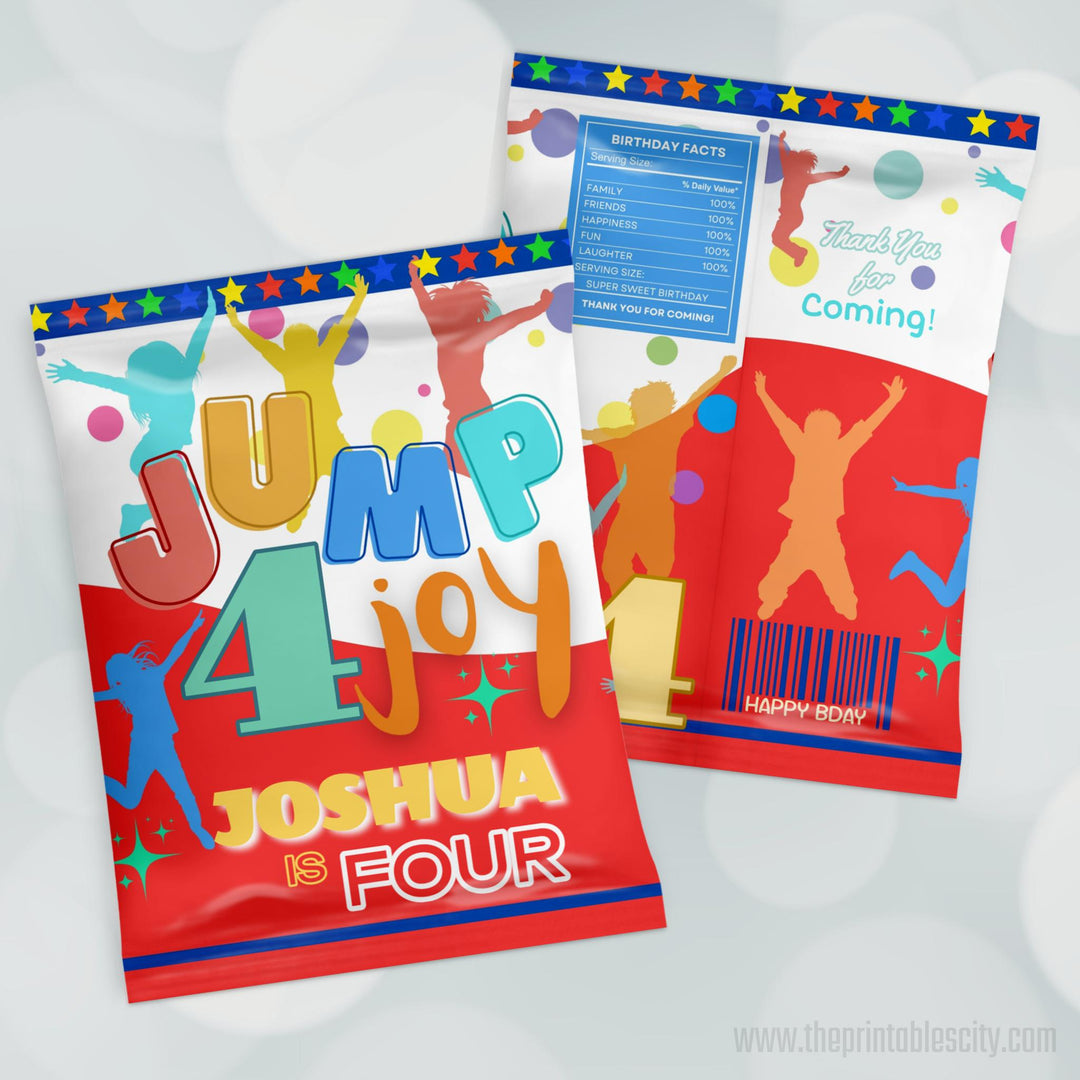 Jump 4 Joy Editable Fruit Snacks Wrapper for Kids Birthday