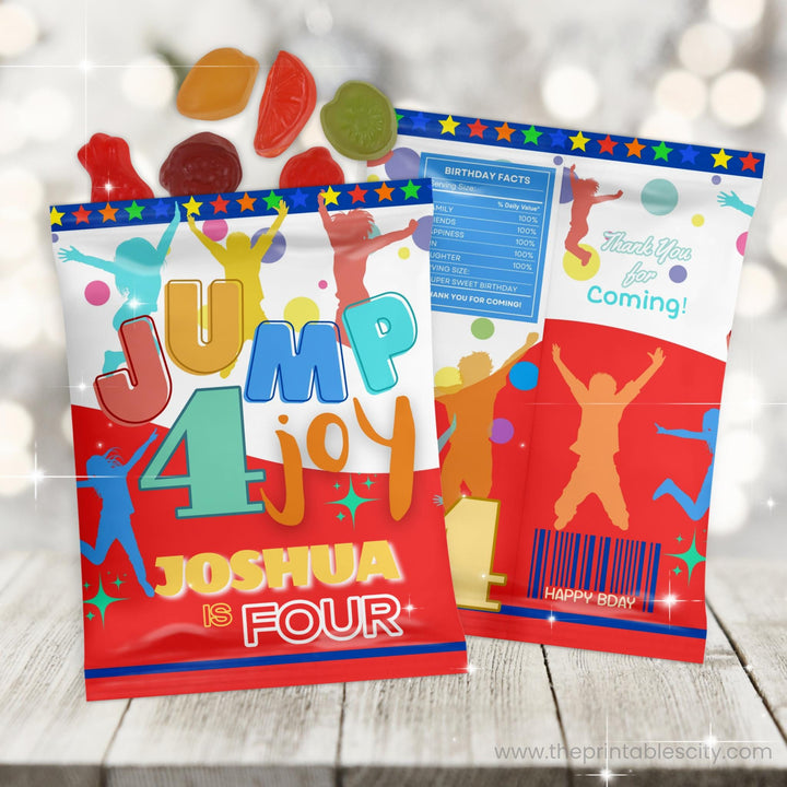 Jump 4 Joy Editable Fruit Snacks Wrapper for Kids Birthday