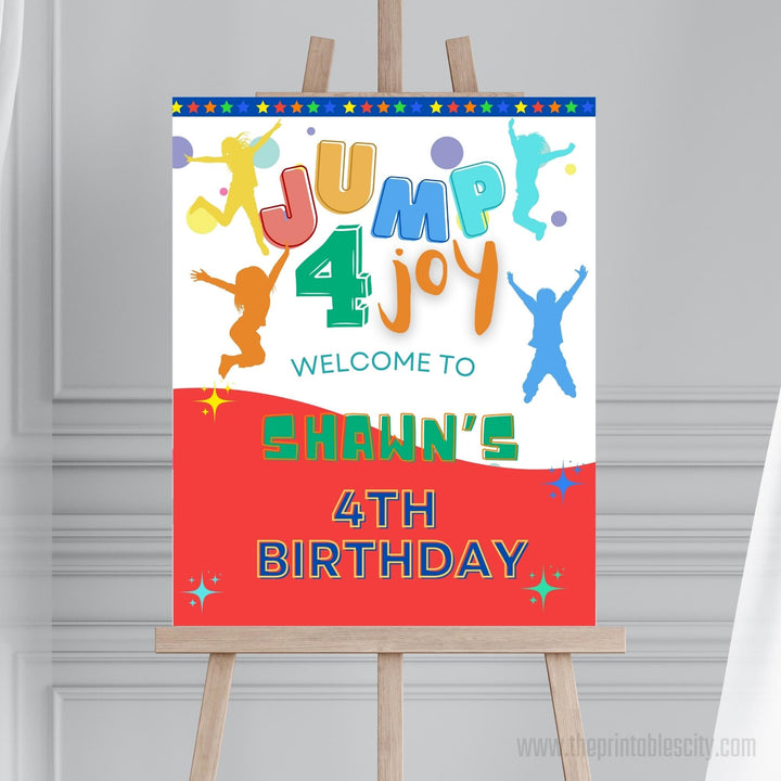 Trampoline Park Jump Birthday Editable Welcome Sign
