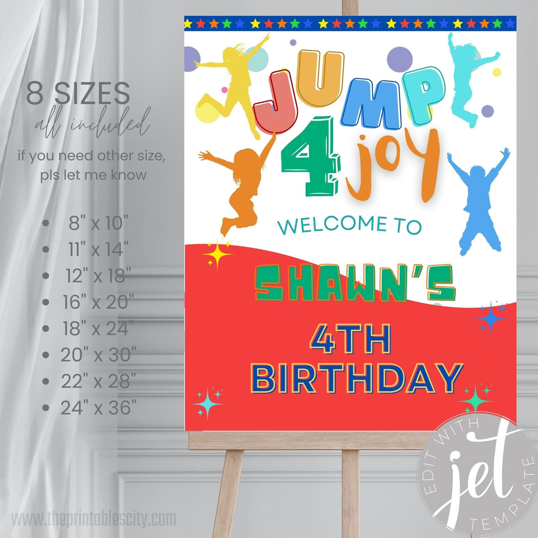 Trampoline Park Jump Birthday Editable Welcome Sign