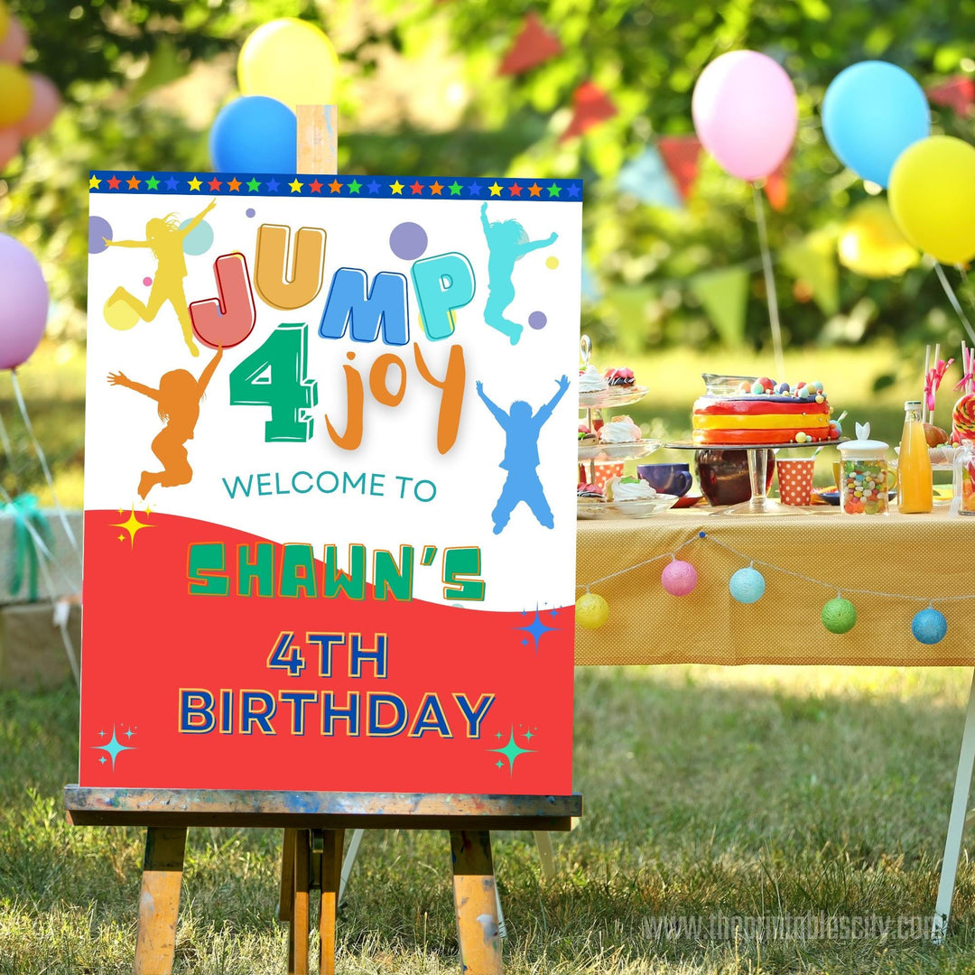 Trampoline Park Jump Birthday Editable Welcome Sign