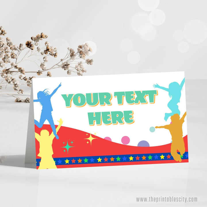 Jump Trampoline Park Birthday Food Tent Label