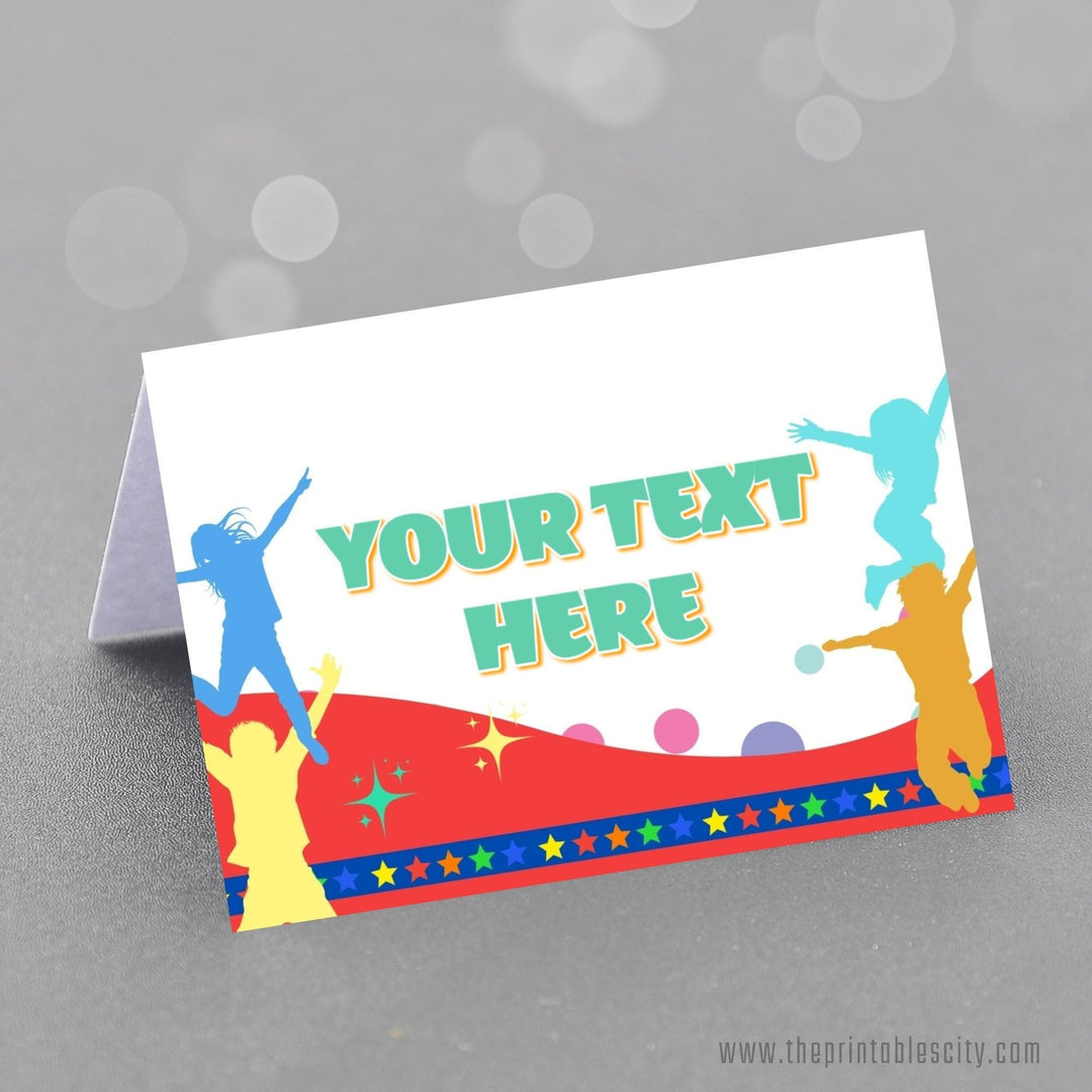 Jump Trampoline Park Birthday Food Tent Label