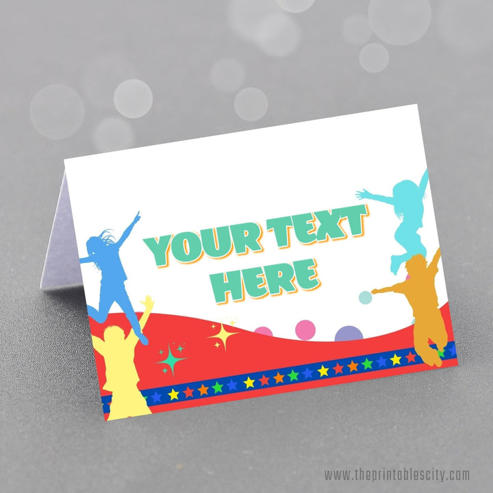 Jump Trampoline Park Birthday Food Tent Label