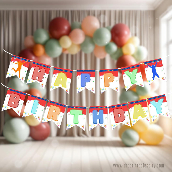 Jump Trampoline Park Happy Birthday Banner