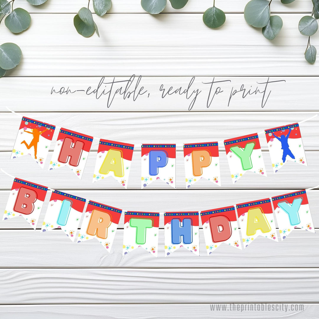 Jump Trampoline Park Happy Birthday Banner