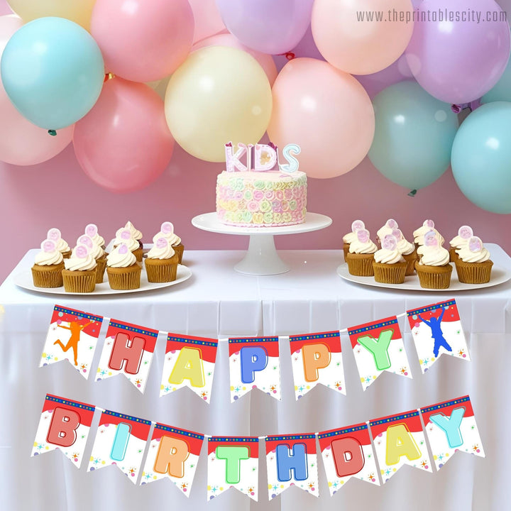Jump Trampoline Park Happy Birthday Banner