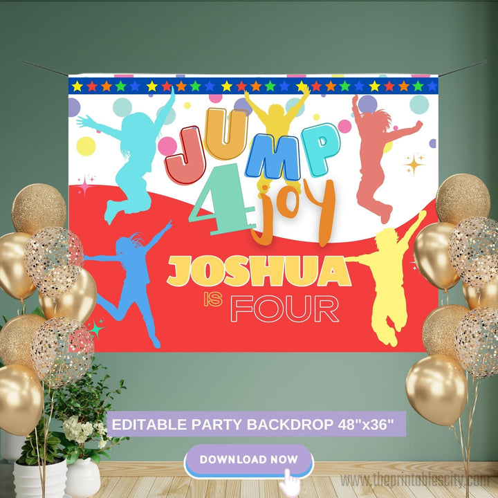 Jump Trampoline Park Party Backdrop Banner