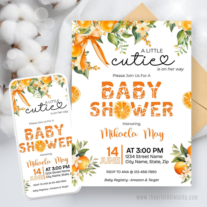 Editable Little Cutie Invitation Template for Baby Shower