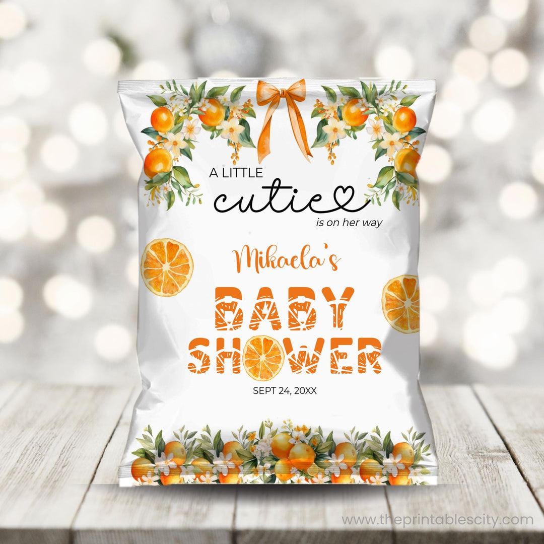 A Little Cutie Baby Shower Chip Bag Wrapper Template