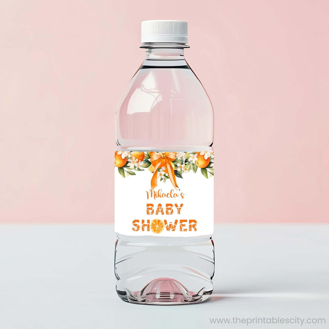 A Little Cutie Baby Shower Editable Water Label