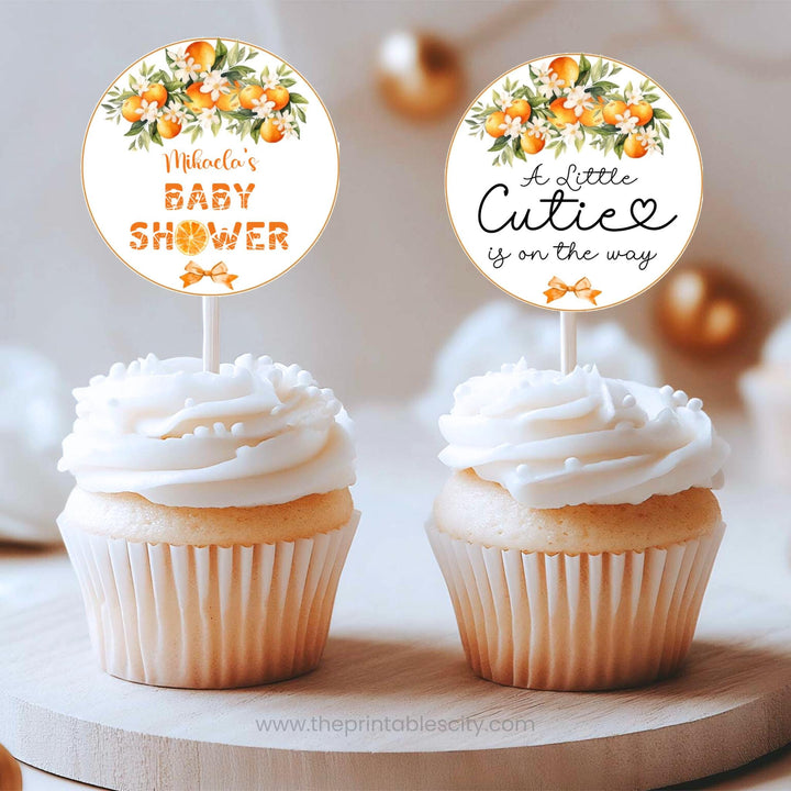 A Little Cutie Baby Shower Cupcake Topper - Editable Template
