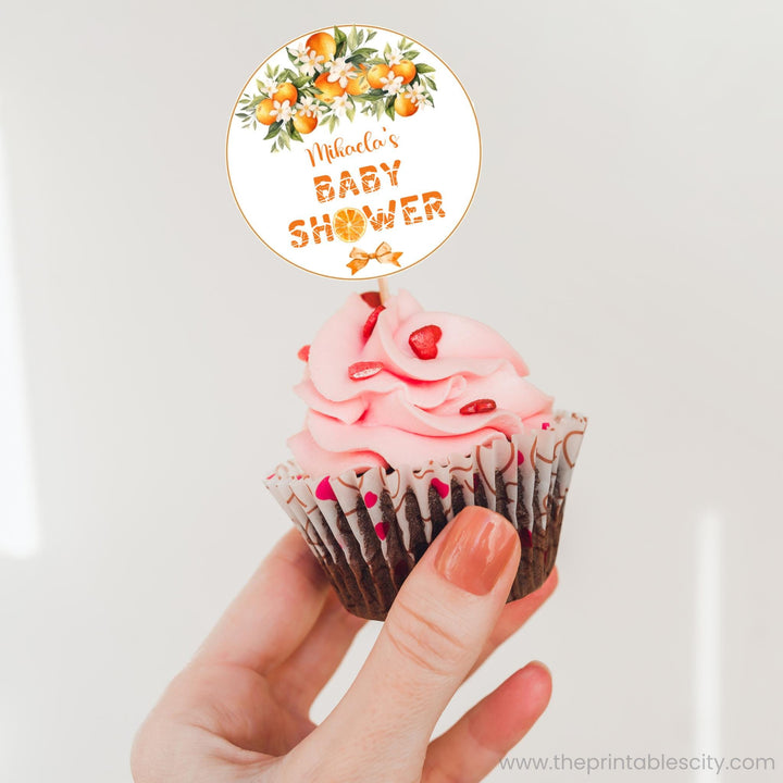 A Little Cutie Baby Shower Cupcake Topper - Editable Template