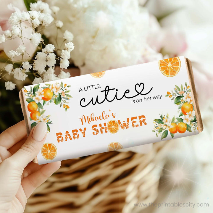 A Little Cutie Baby Shower Chocolate Bar Wrapper - Editable Template