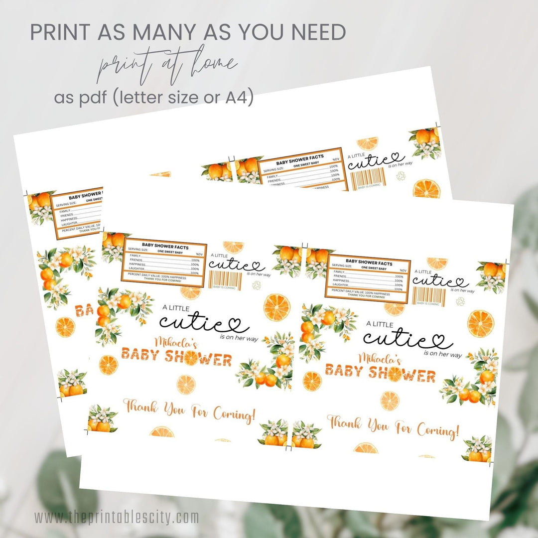 A Little Cutie Baby Shower Chocolate Bar Wrapper - Editable Template
