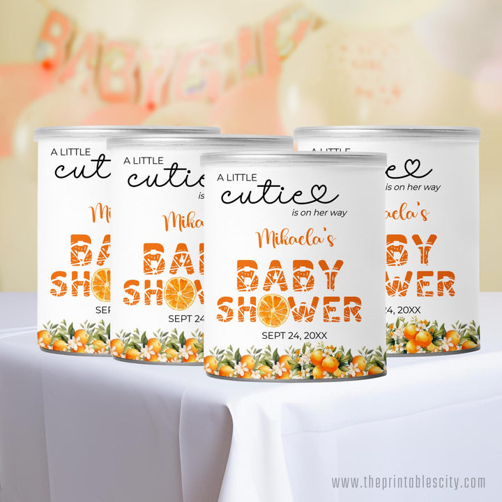 A Little Cutie Baby Shower Pringles Wrapper - Editable Template